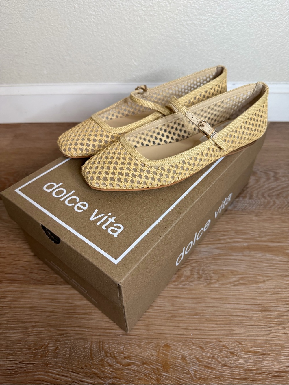NWT Dolce Vita Reyes Natural Woven Raffia Mary Jane Ballet Flas, Size 5.5
